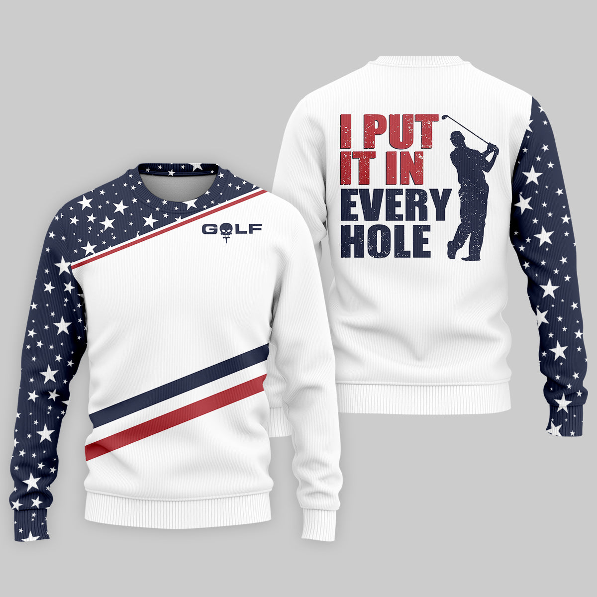 I Put It in Every Hole Mens Golf Polo Shirt, Mens Golf Gift, Funny Golf Shirt, America 250 Anniversary Golf Shirt
