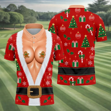 Gingerbread Costume Christmas Golf Shirt, Mens Golf Shirts, Polo Shirts For Men