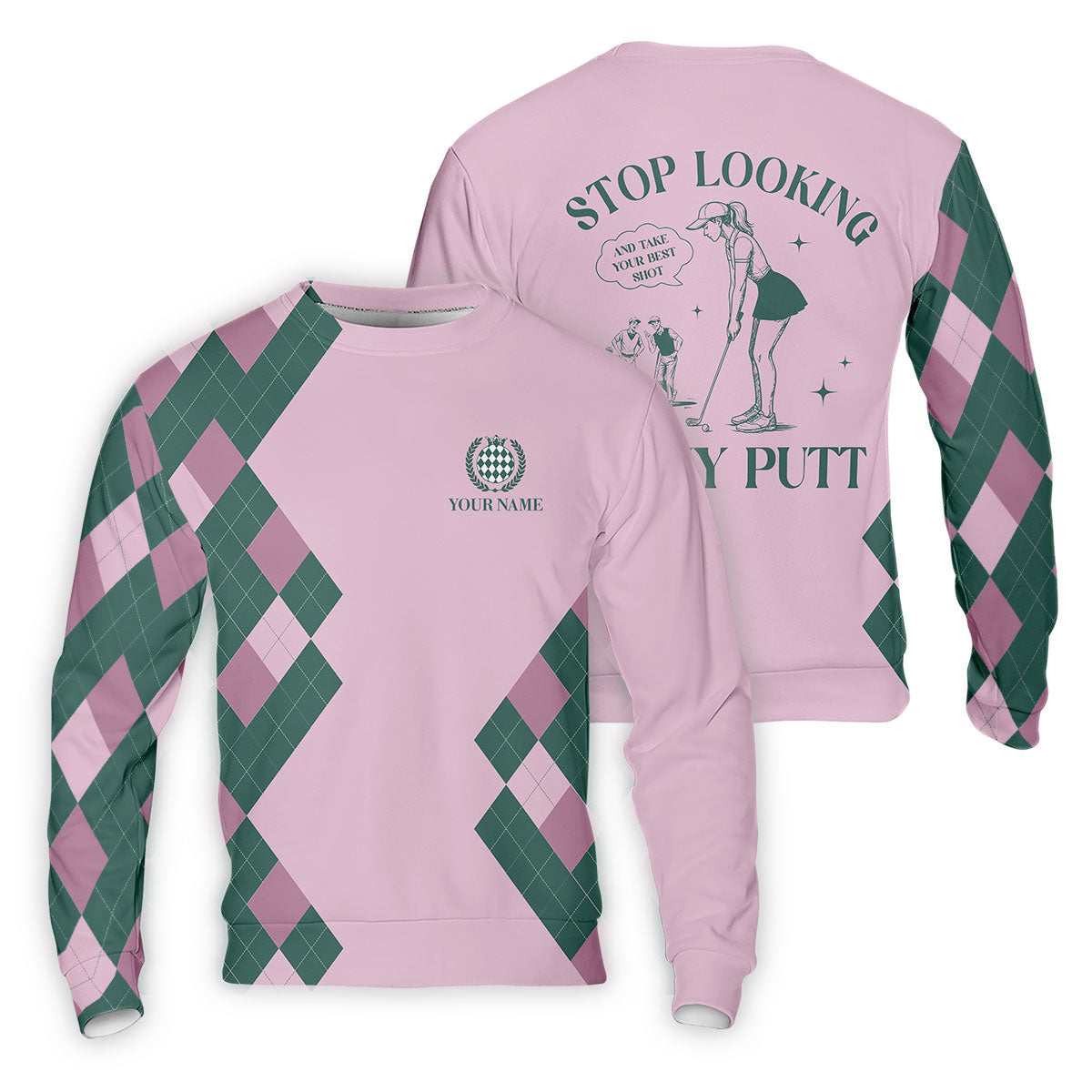 Stop Looking At My Putt Custom Sleeveless Womens Golf Polo Shirt Funny Golf Shirts For Ladies