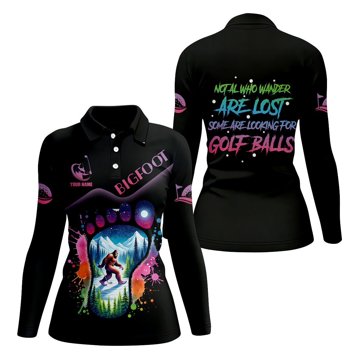 Funny Bigfoot Custom Womens Golf Polo ShirtLadies Golf Shirts, Golfing Apparel, Women Golf Gifts