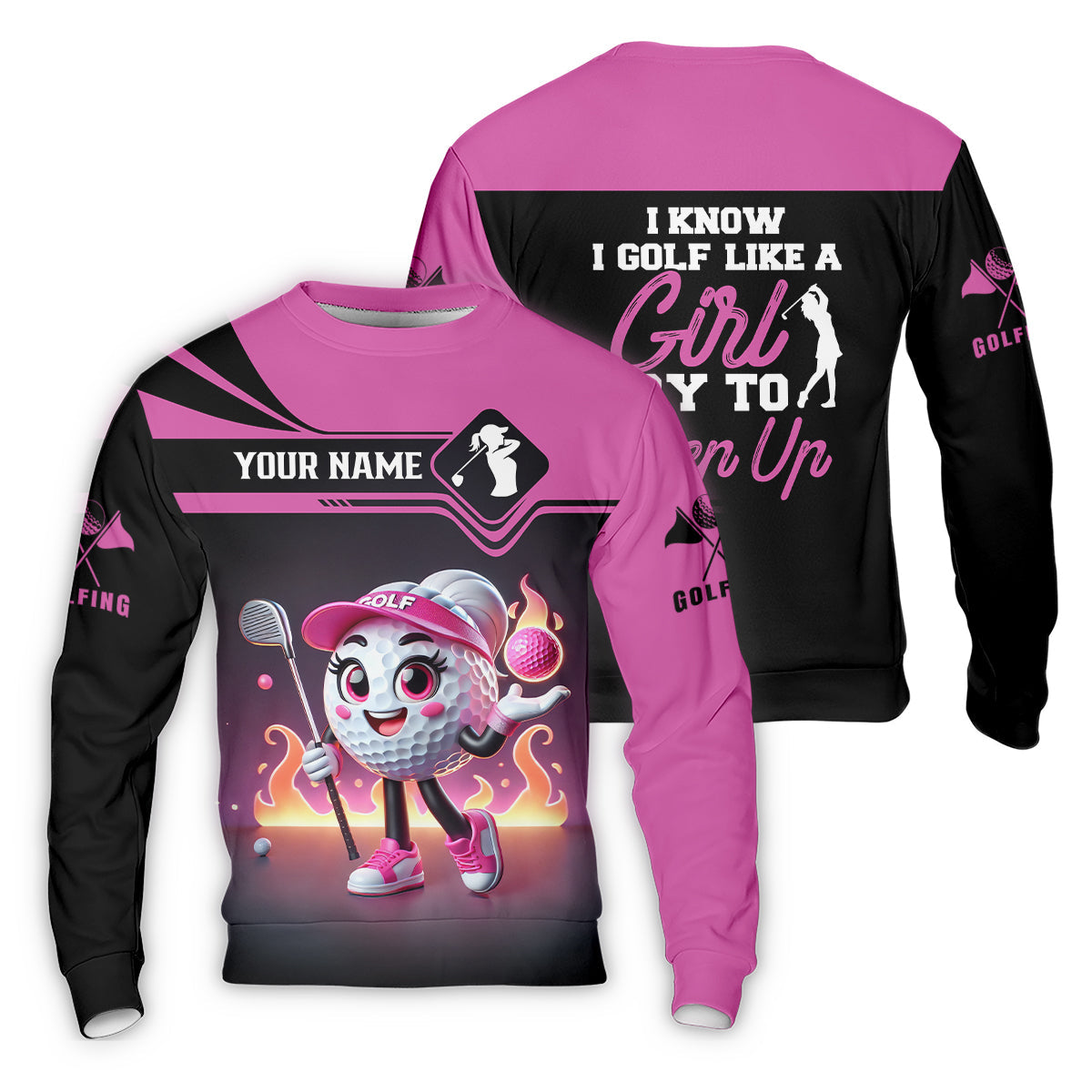 I Know I Golf Like A Girl Try To Keep Up Custom Funny Womens Golf Polo ShirtLadies Golf Shirt