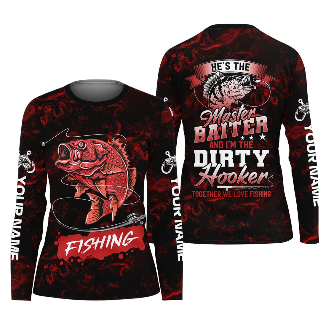 He’s the Master Baiter & I’m the Dirty Hooker, Fishing Women SPF Shirt, Women Fishing Shirt, Funny Fishing Shirt