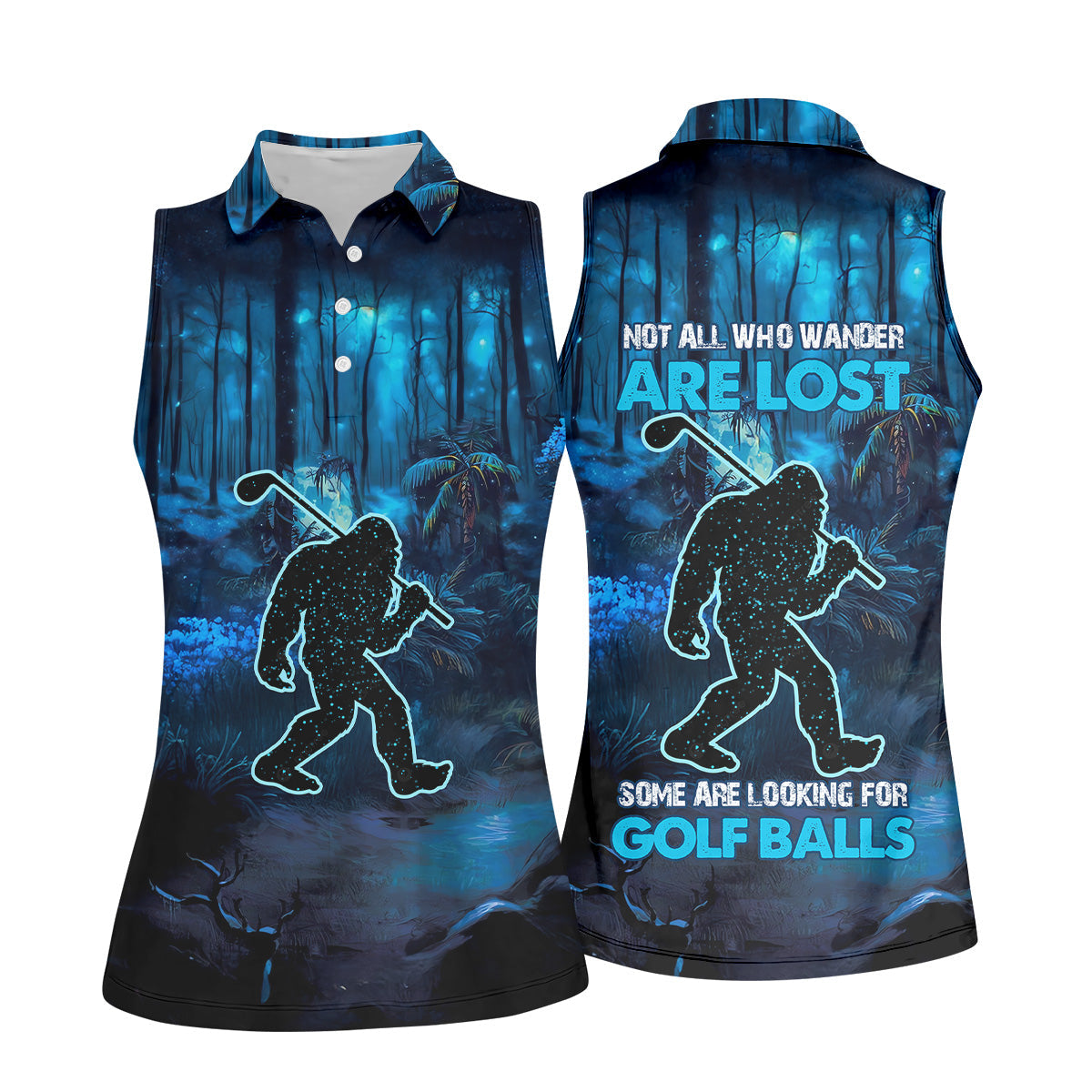 Not All Who Wander Are Lost Bigfoot Women's Golf Polo ShirtBigfoot Golf Shirt, Ladies Golf Shirt, Women Golf Shirt