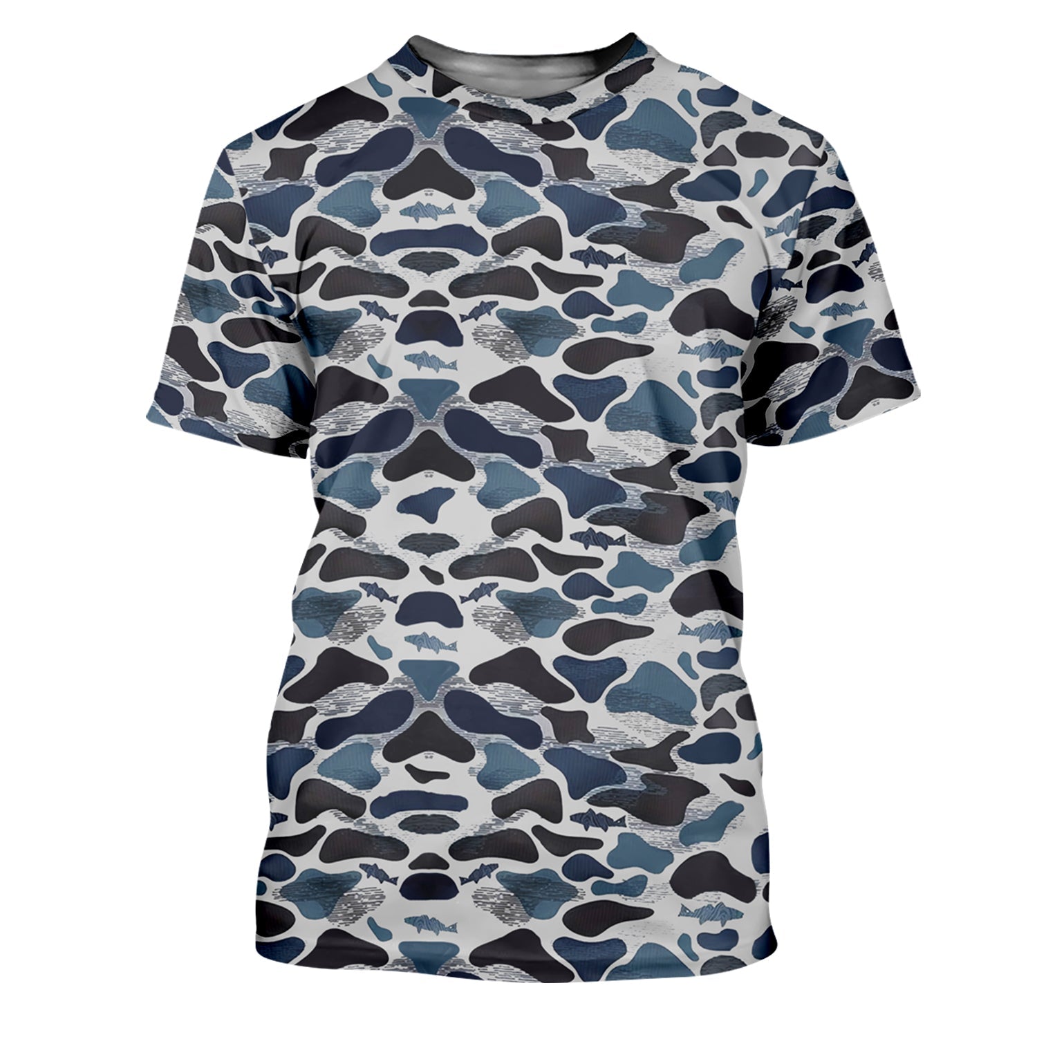 Blue Camo Performance Fishing Shirts, Fishing Shirt For Women, SPF Long Sleeve Shirts Womens