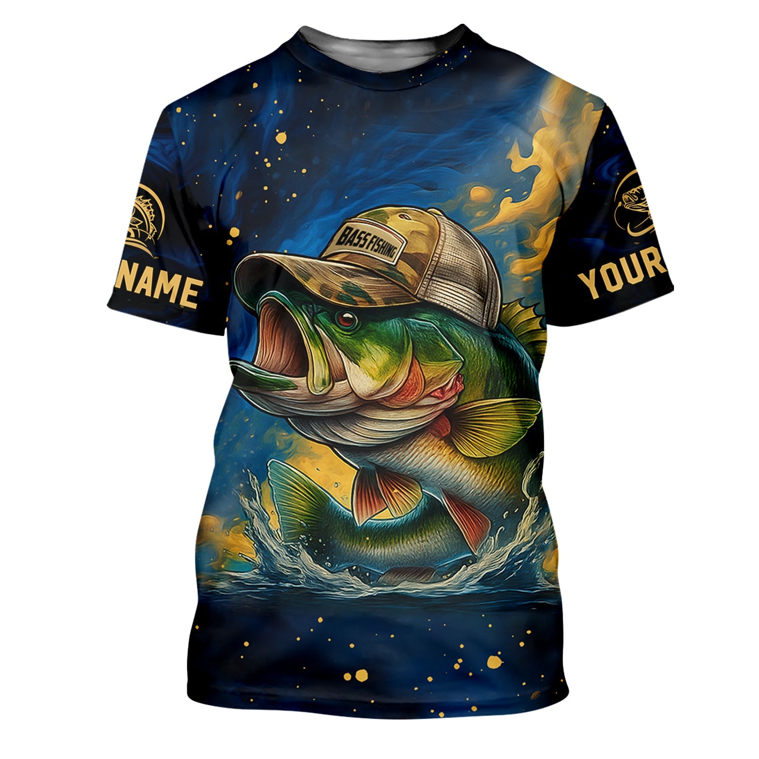 Bass Fishing Shirt, Camo Long Sleeve Shirt, SPF Shirt For Men, Gift For Fisherman
