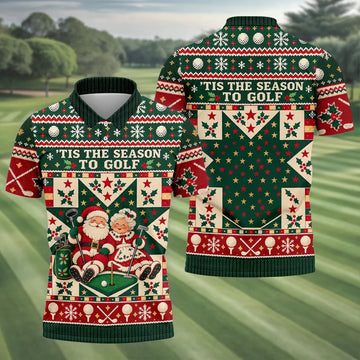 Tis The Season To Golf Christmas Golf Shirt, Funny Mens Golf Shirts, Mens Golf Polo