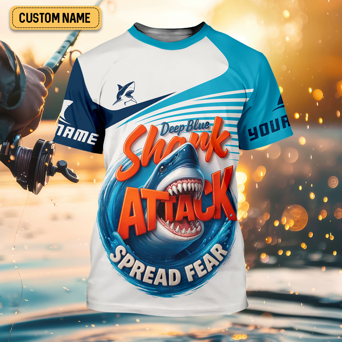 Deep Blue Shark Attack, Unleashing The Beast Of The Deep Fishing UPF Shirts, Women Fishing Shirt