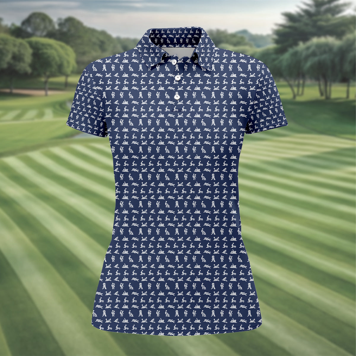 Stick Figure Couple Fun Womens Golf Shirts, Ladies Sleeveless Tops, Matching Golf Shirt, Womens Golf Tops