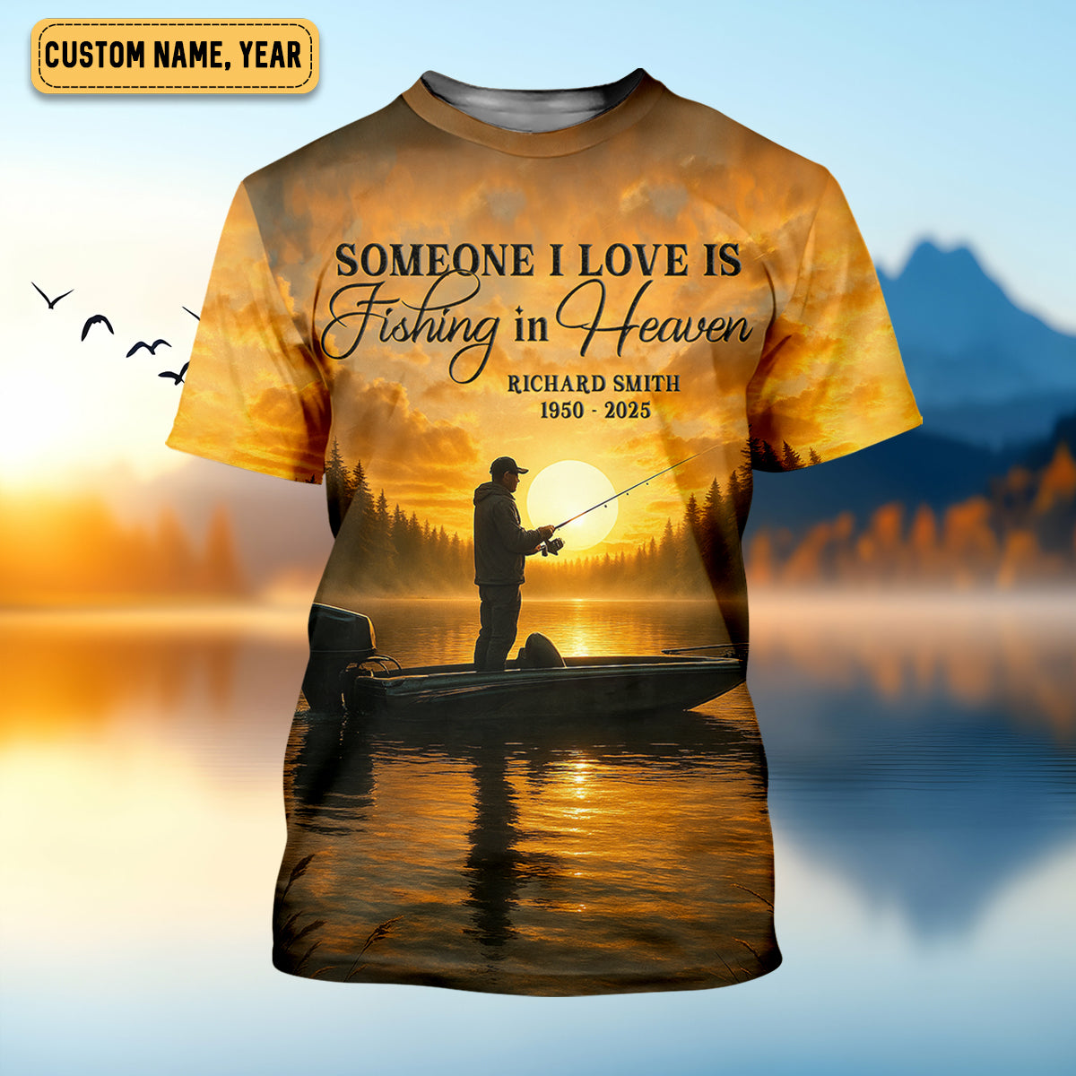 Someone I Love Is Fishing In Heaven Fishing Memorial SPF Shirt For Men, Gift For Fisherman