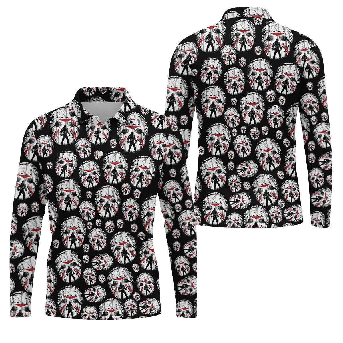 Jason Horror Character Men's Polo ShirtHorror Movie Shirt, Halloween Golf Shirt, Scary Halloween Shirts
