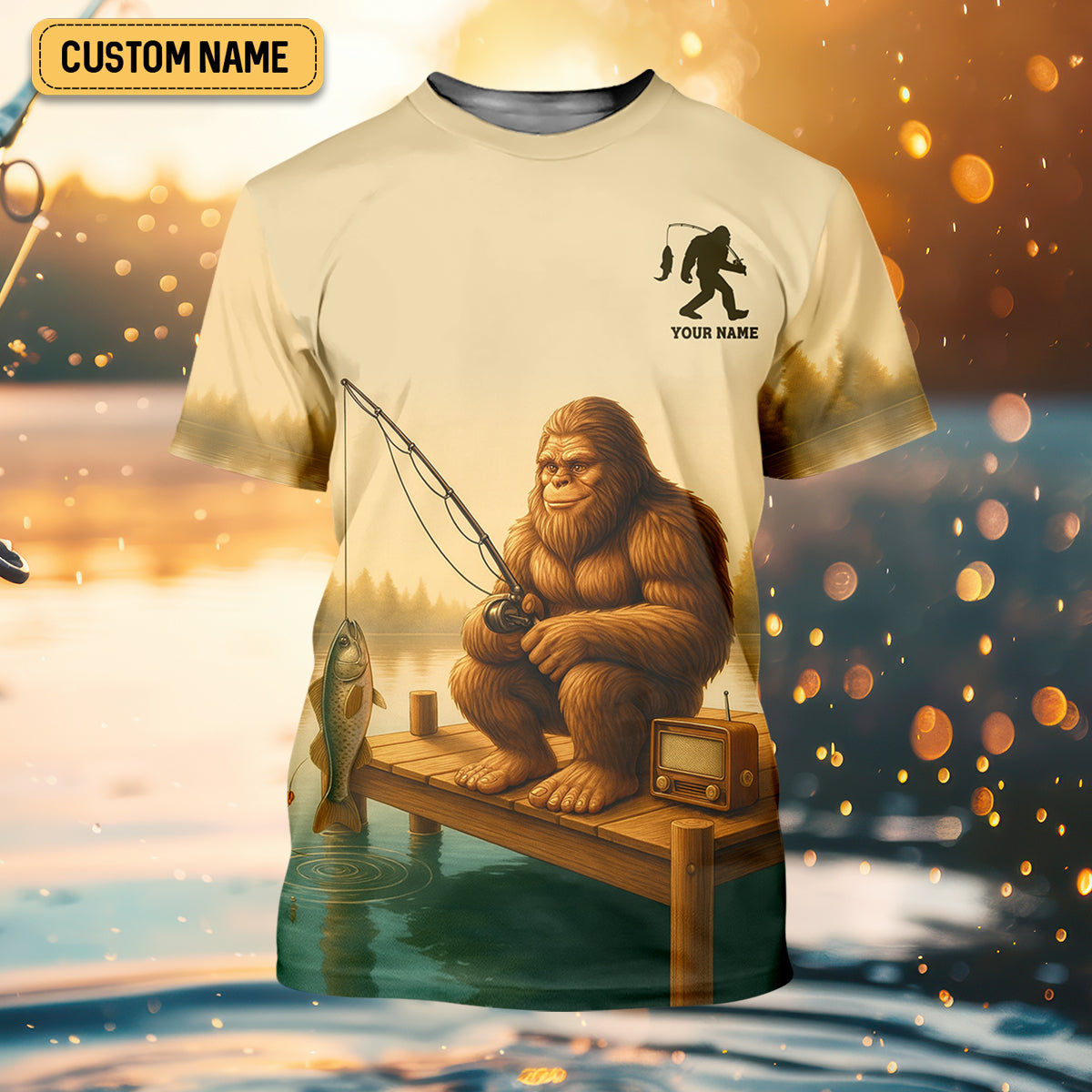 Bigfoot's Quiet Day At The Lake Fishing UPF Shirts, Funny Fishing Shirt, Presents For Fishermen