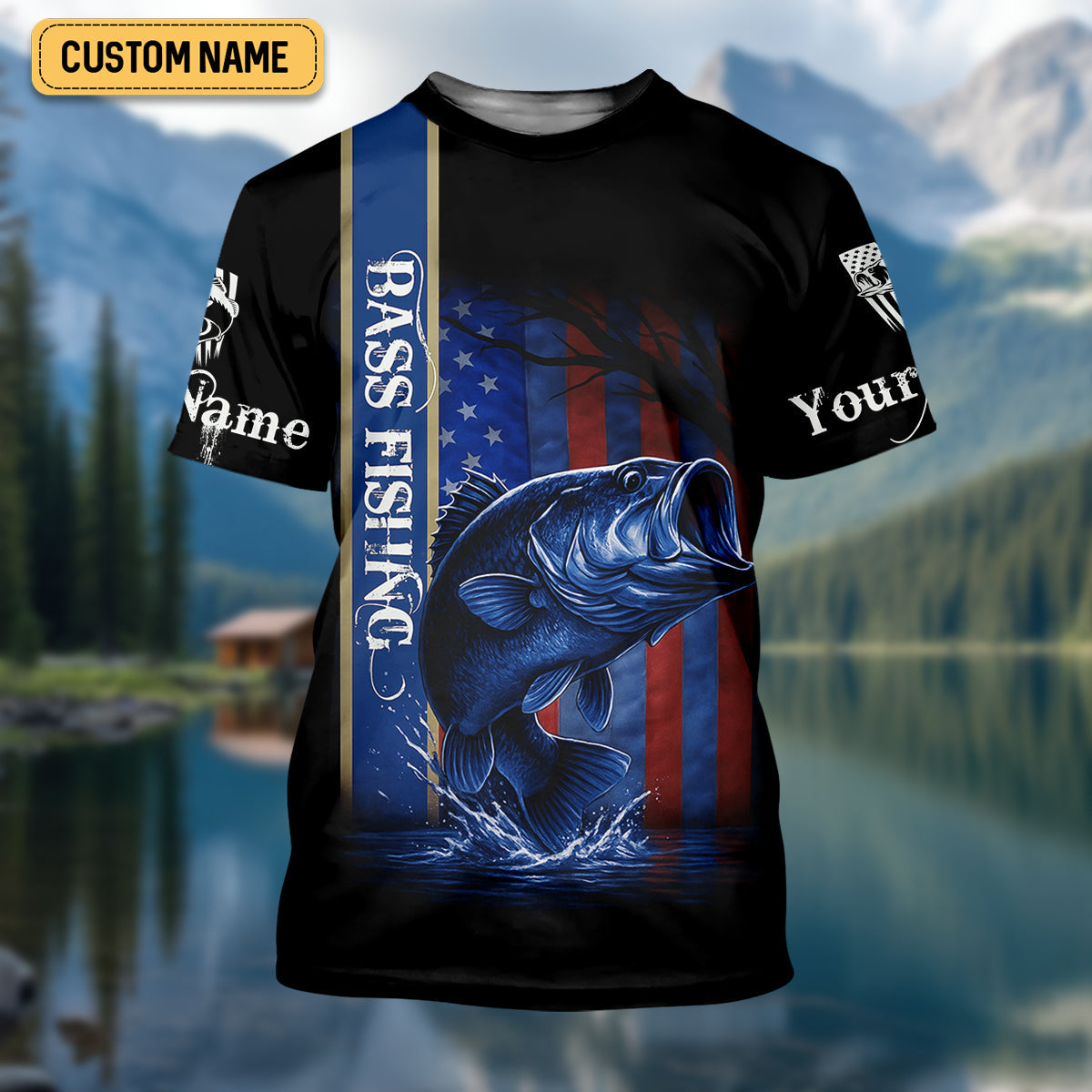 Kiss My Bass Patriotic Fishing Shirt, SPF Shirt, Funny Fishing Shirt, Women Fishing Shirt, Bass Fishing