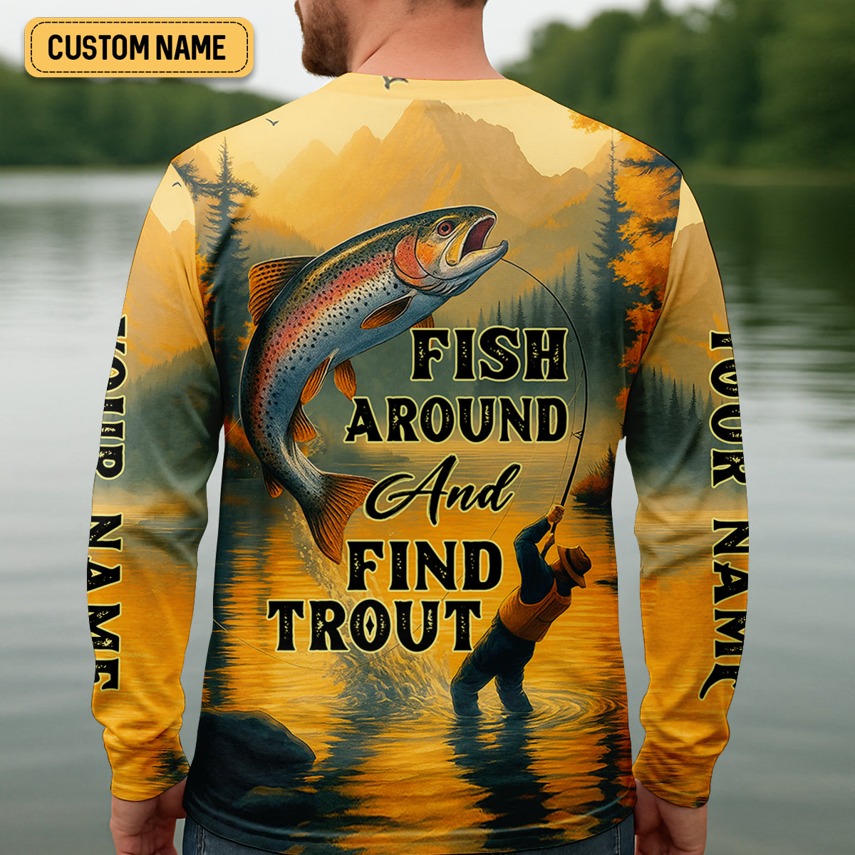 Fish Around And Find Trout SPF Shirts, Trout Fishing Shirts, Fishing Shirts For Men, Funny Fisherman Gift