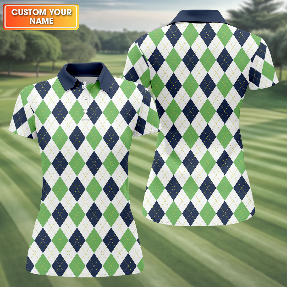 Green And Black Argyle Sleeveless Womens Golf Shirts, Ladies Pink Golf Shirt, Womens Golf Polo Shirt Womens Golf Tops