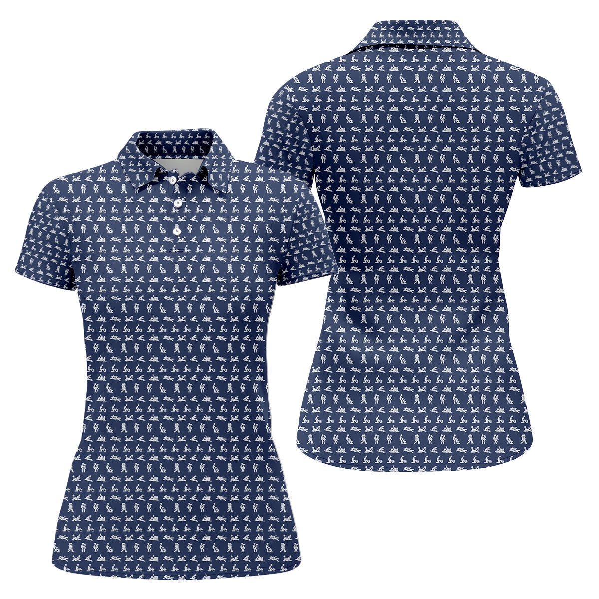 Stick Figure Couple Fun Womens Golf Shirts, Ladies Sleeveless Tops, Matching Golf Shirt, Womens Golf Tops
