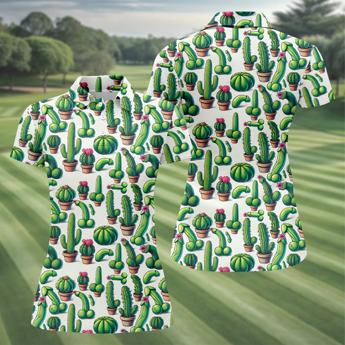 Adult Humor Funny Cactus Women Golf Top, Ladies Sleeveless Tops, Gifts For Golf Lovers, Ladies Golf Shirts