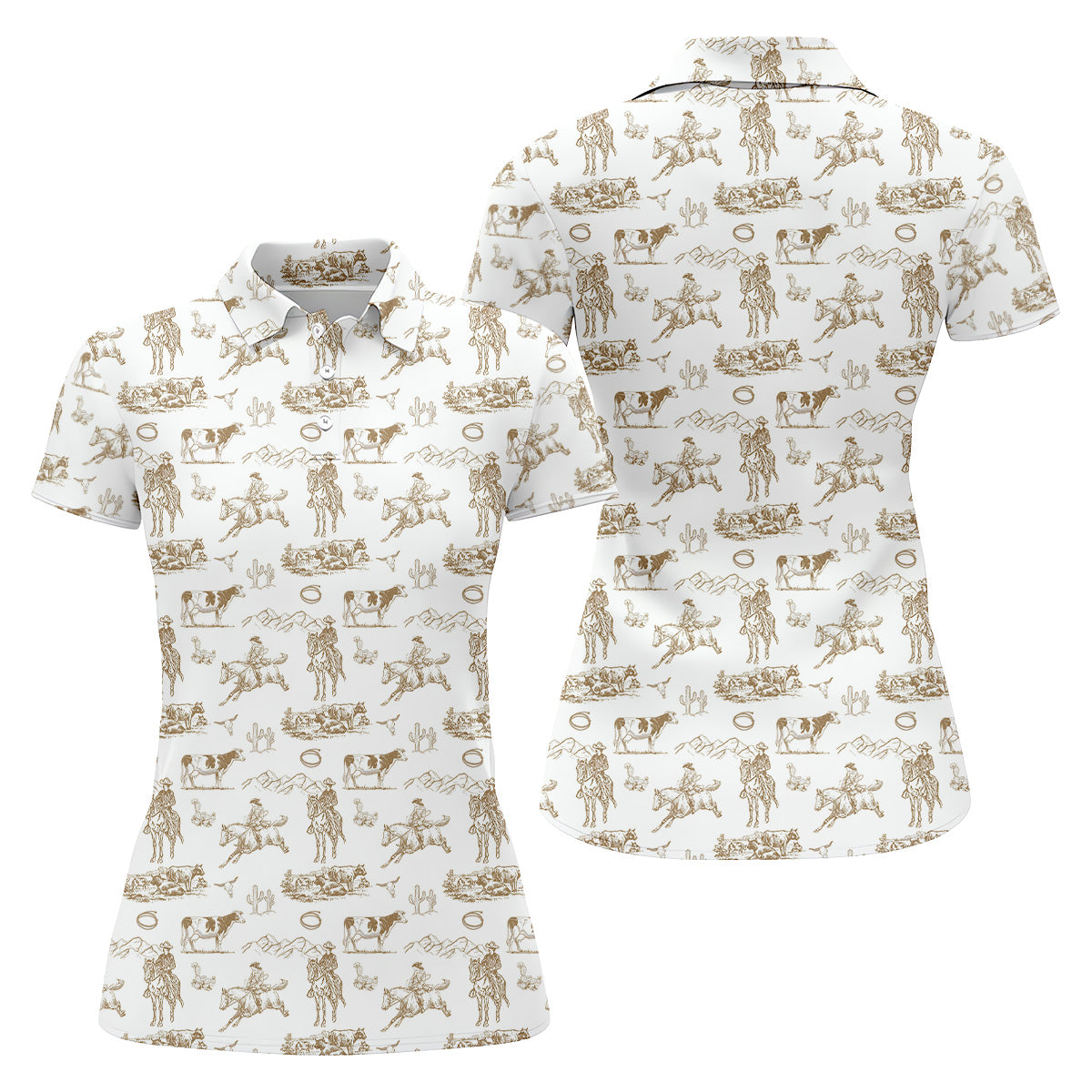 Cowboy Ride Horse Ladies Sleeveless Polo, Golf Shirt For Women, Ladies Golf Shirts, Golfing Apparel