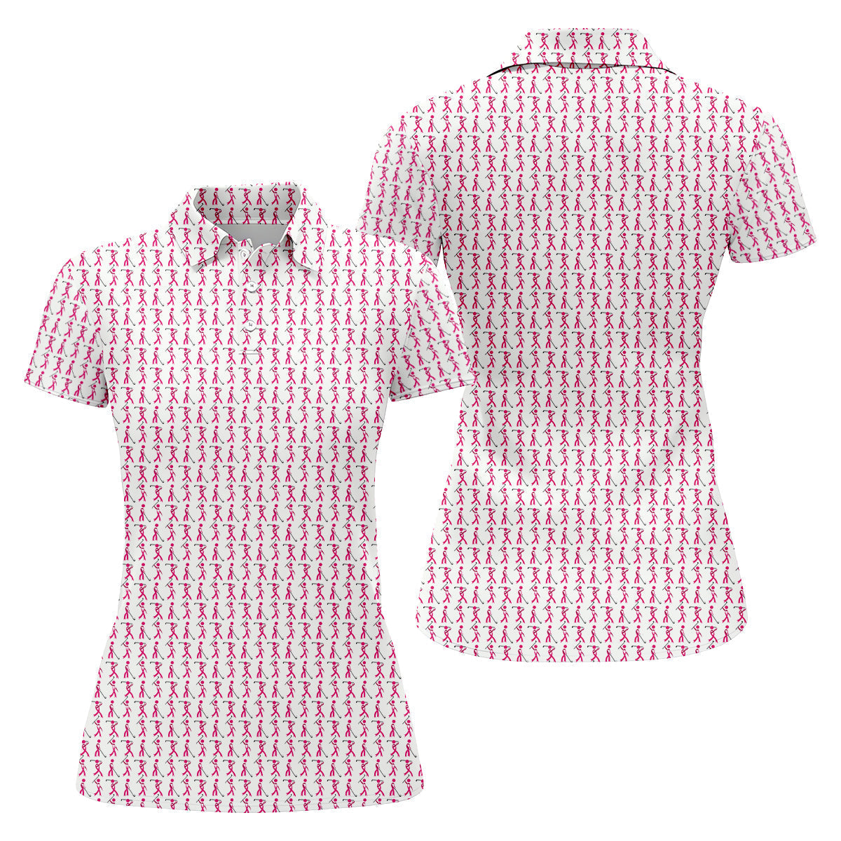 Funny Stick Breast Cancer Golf Shirt, Breast Cancer Support Shirts, Ladies Golf Shirt, Womens Golf Polo
