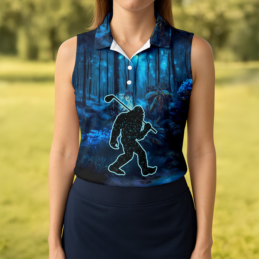 Not All Who Wander Are Lost Bigfoot Women's Golf Polo ShirtBigfoot Golf Shirt, Ladies Golf Shirt, Women Golf Shirt