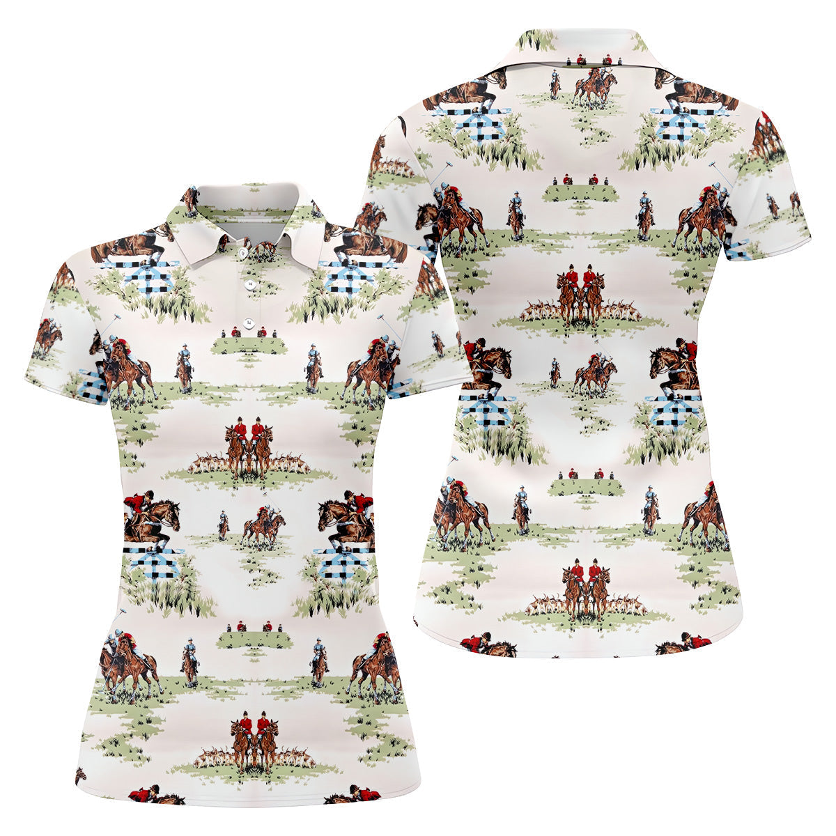 Equestrian Theme Womens Sleeveless Polo, Ladies Golf Polos, Women's Polo ShirtGolfing Apparel
