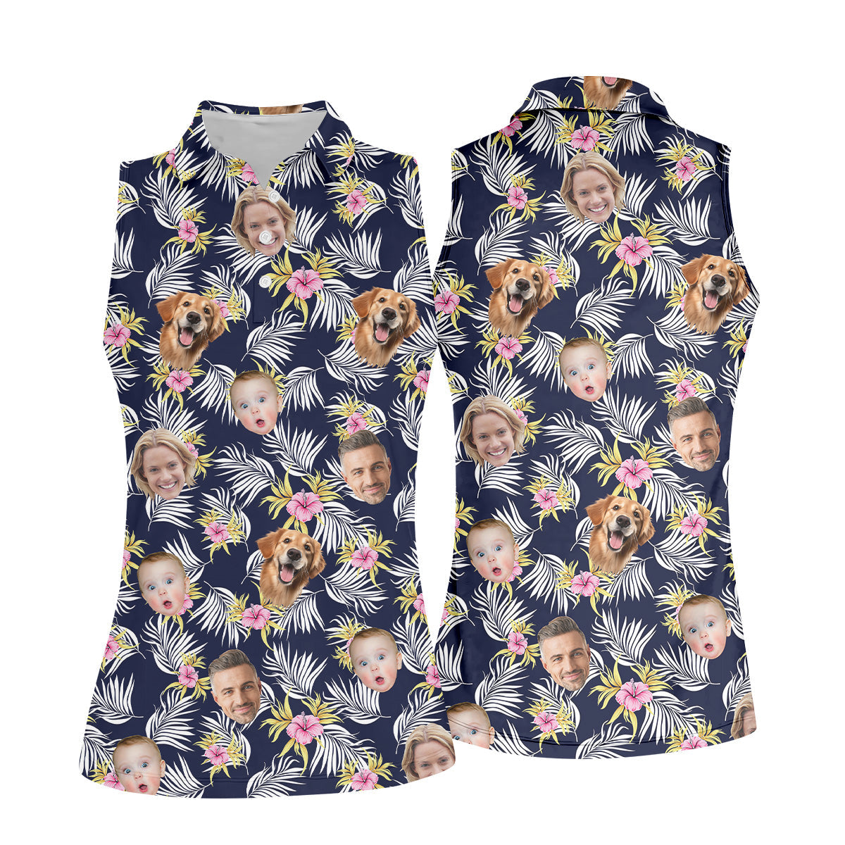 Hawaiian Golf Shirts, Floral Shirt Women, Hawaiian Shirts With Faces, Womens Sleeveless Polo