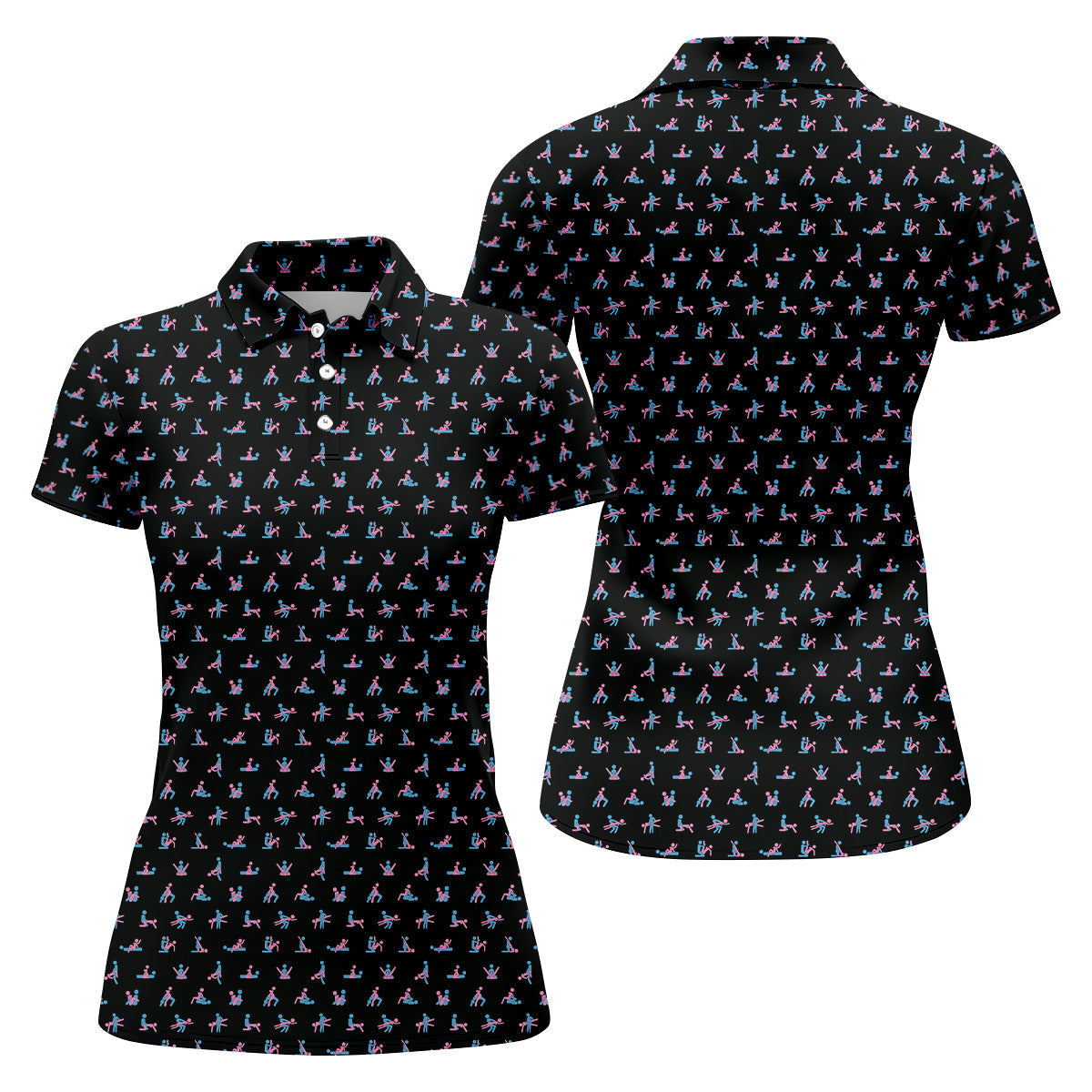 Funny Stick Figure Golf Polo ShirtFunny Position Golf Shirt, Fun Womens Golf Shirts, Ladies Golf Shirt