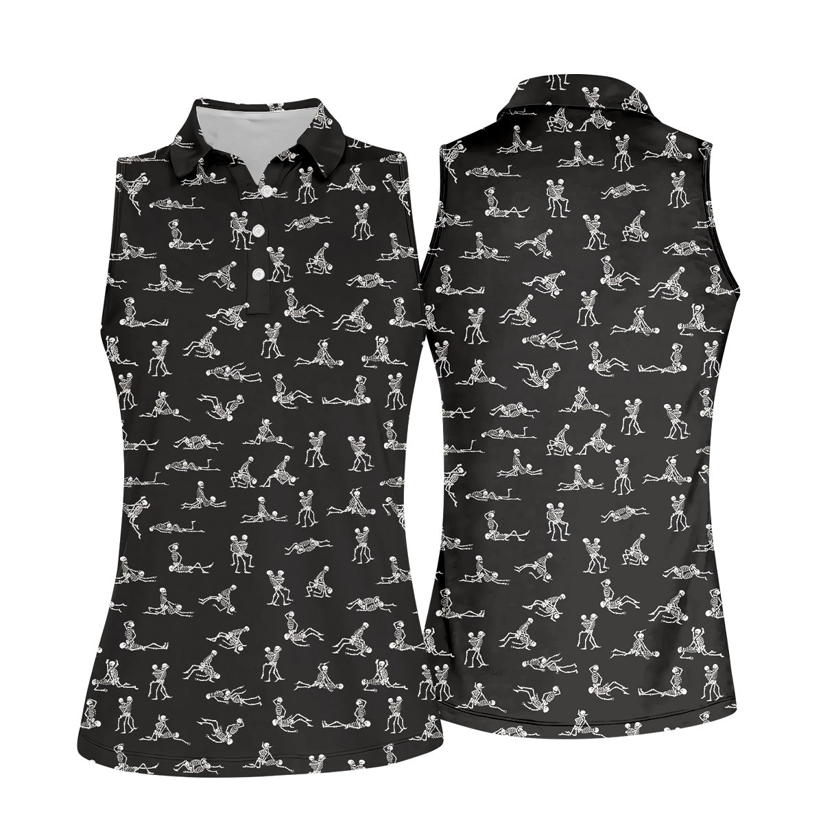 Funny Skeleton Couple Golf Shirt, Halloween Gift Idea, Womens Golf Tops, Ladies Golf Shirts