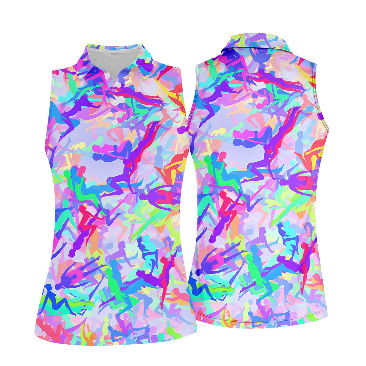 Funny Couple Purple Neon Womens Golf Tops, Unique Gift For Golfer, Ladies Golf Polos
