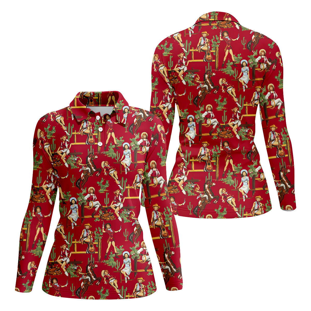 Western Cowgirl Red Golf Shirt, Womens Sleeveless Polo, Ladies Golf Shirts, Cool Golf Gifts