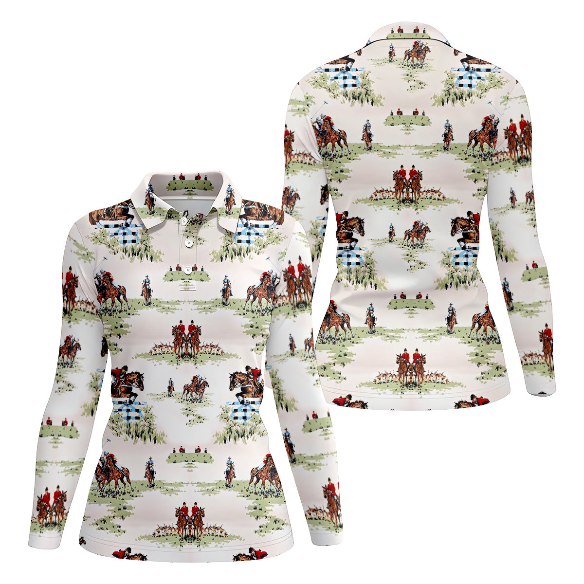 Equestrian Theme Womens Sleeveless Polo, Ladies Golf Polos, Women's Polo ShirtGolfing Apparel