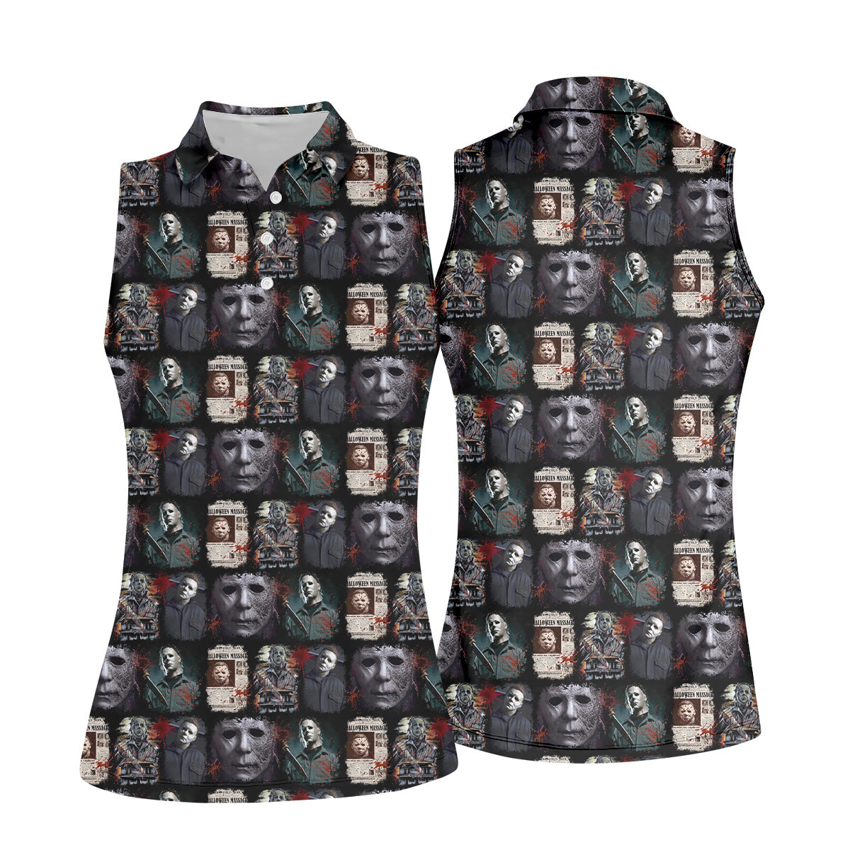 Michael Myers Halloween Funny Golf Shirts Women, Classic Horror Characters Ladies Golf Tops, Horror Movie Shirt