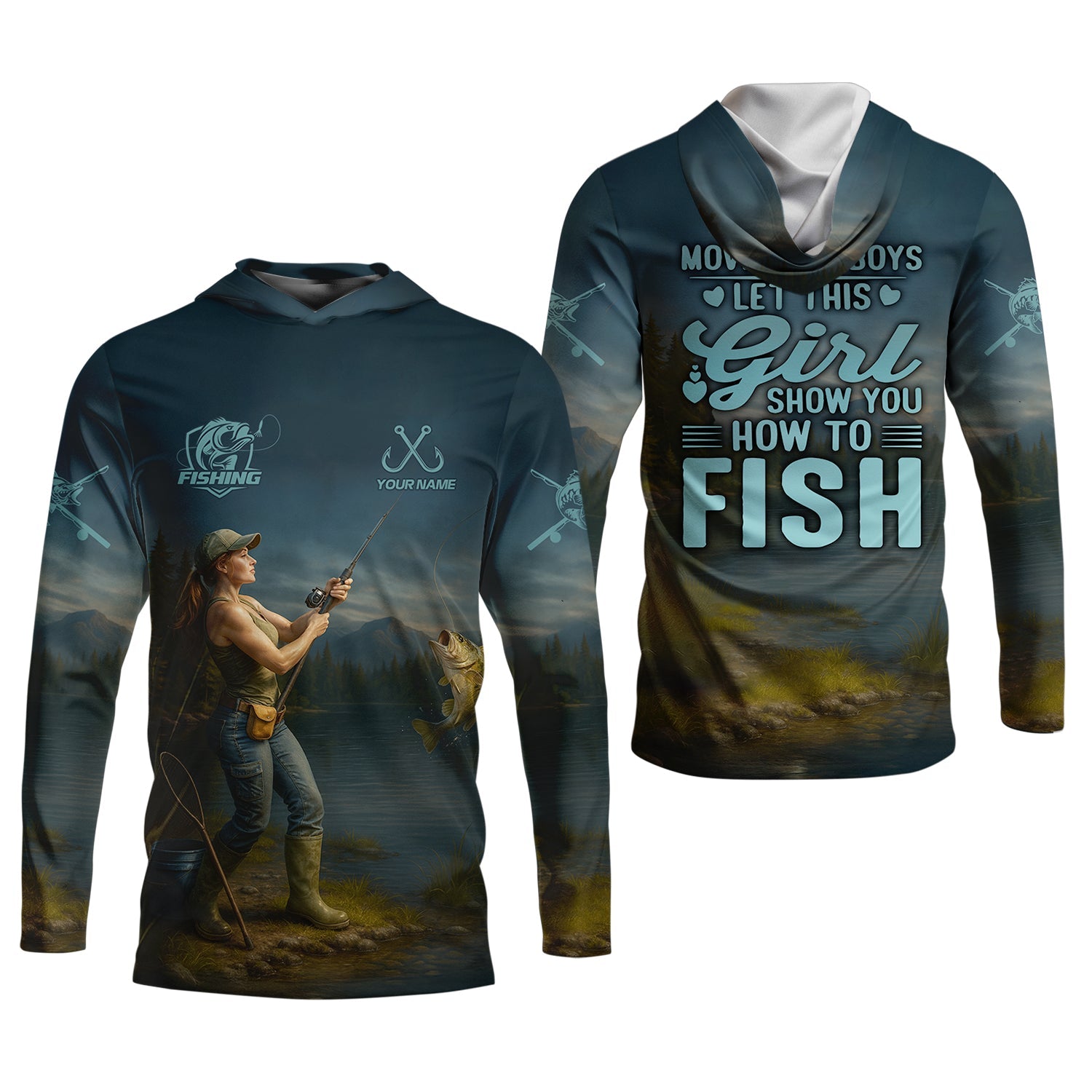 Move Over Boys Let This Girl Show You How To Fish Funny Fishing Shirt, Women SPF Shirt, Female Fishing Shirts
