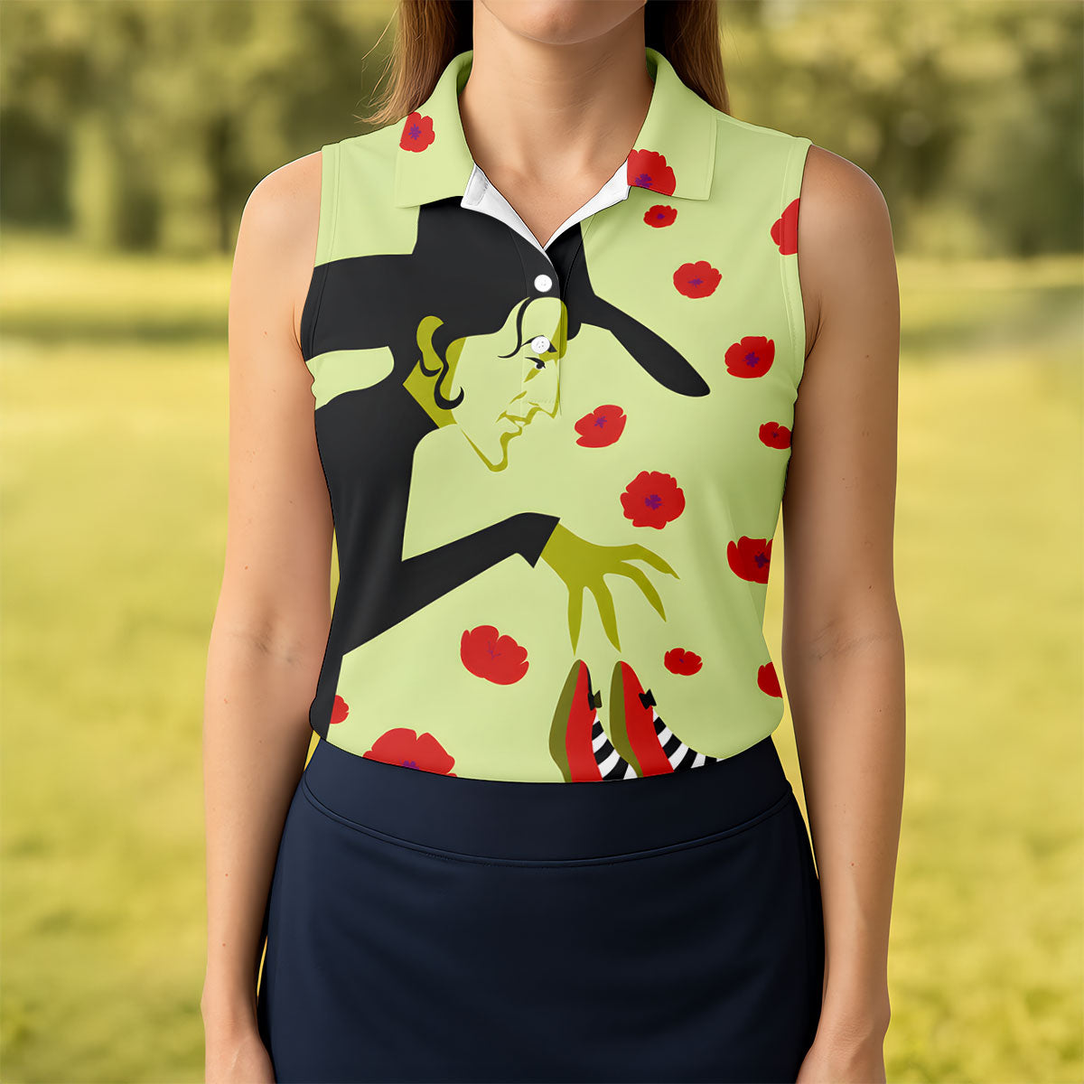 Green Horror Character Golf Polo Shirt, Halloween Golf Shirt, Womens Halloween Shirt