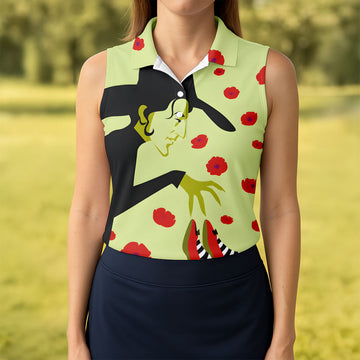 Green Horror Character Golf Polo Shirt, Halloween Golf Shirt, Womens Halloween Shirt