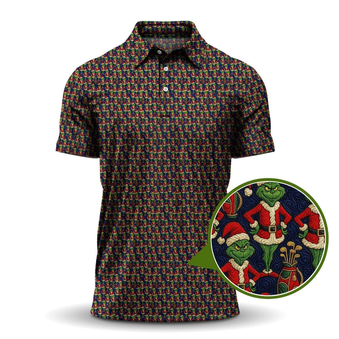 Grinch Golf Shirt For Golfer, Funny Pattern Golf Shirt, Crazy Golf Shirt For Men