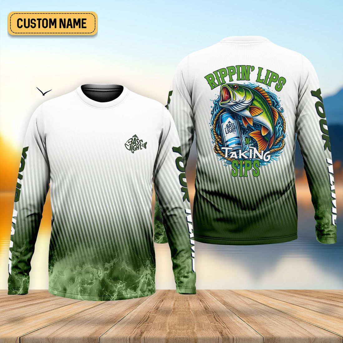 Rippin’ Lips & Takin’ Sips – Bass Fishing Shirt, Fishing UPF Shirts, Funny Fishing Shirt