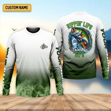 Rippin’ Lips & Takin’ Sips – Bass Fishing Shirt, Fishing UPF Shirts, Funny Fishing Shirt