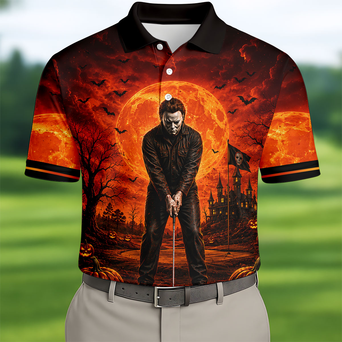 You Can't Kill The Bogeyman Halloween Golf Polo Shirt, Golf Shirts For Men, Mens Golf Polo