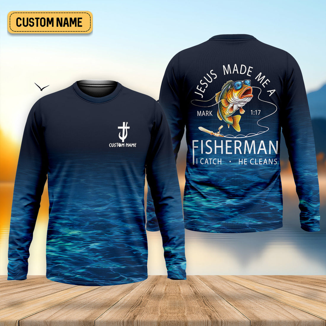 Made A Fisherman – Christian Fishing Shirt, Fishing UPF Shirts, Funny Fishing Shirt