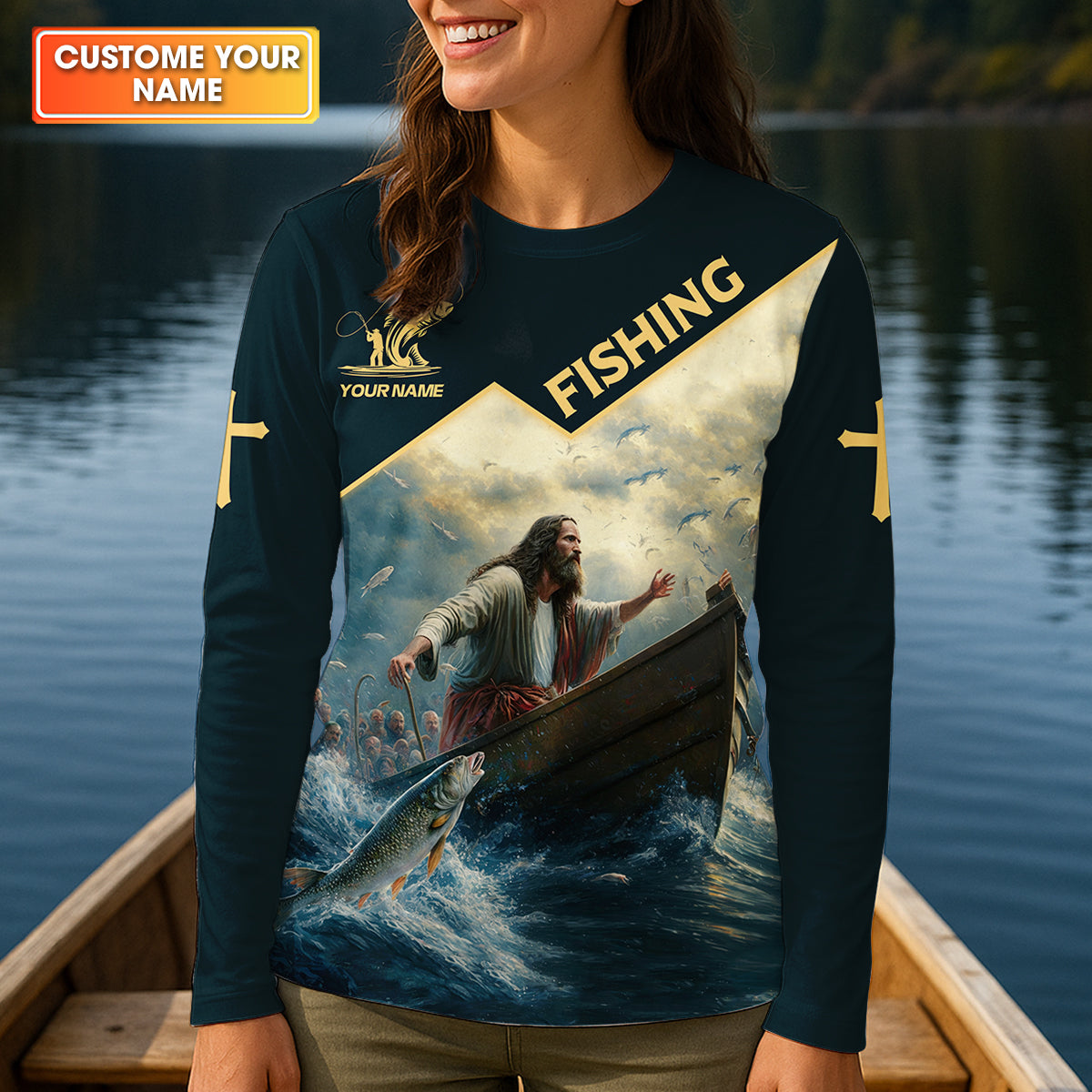 I Will Make You Fishers Of Men Christian Fishing Bible Fishing UPF Shirts, Women Fishing Shirt
