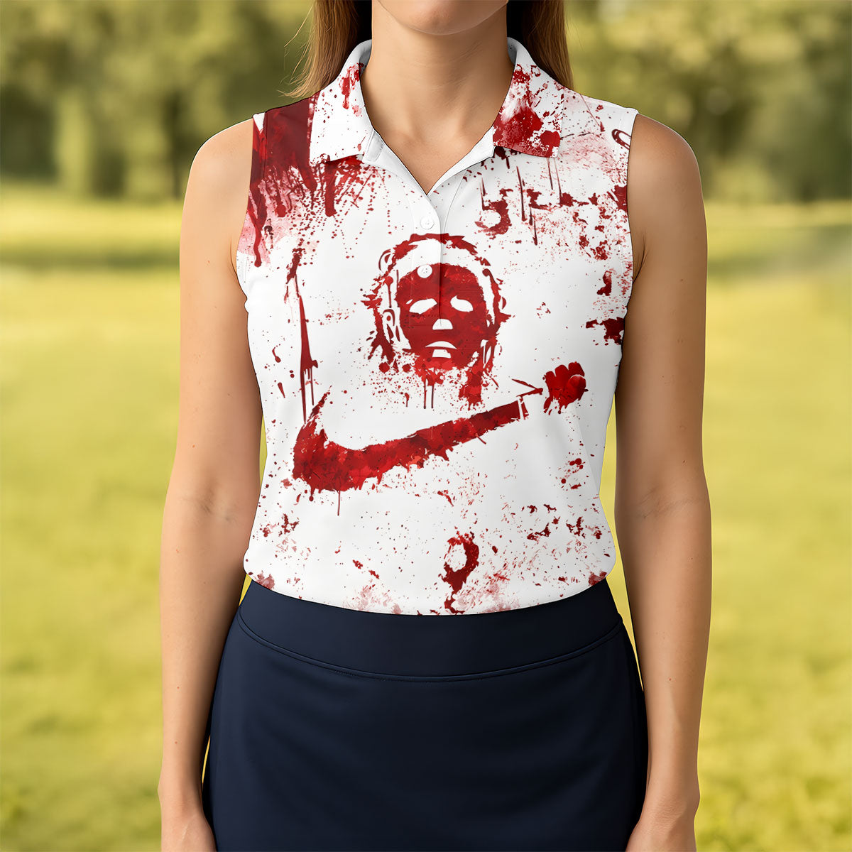Just The Tip I Promise Halloween Horror Polo Shirt, Ladies Golf Shirts, Womens Golf Tops