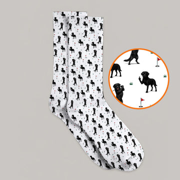 Funny Black Labrador Golf Socks, Lab Dog Pattern Golf Sock, Crazy Golf Gift For Golfer