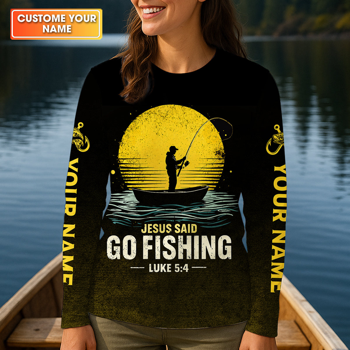 Jesus Said Go Fishing Bible Fishermen Christian Fishing UPF Shirts, Fishing Shirt For Women