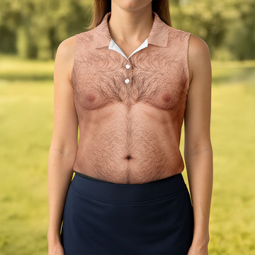 Funny Hairy Chest Halloween Costume Polo Shirt, Ladies Golf Shirts, Halloween Golf Shirt
