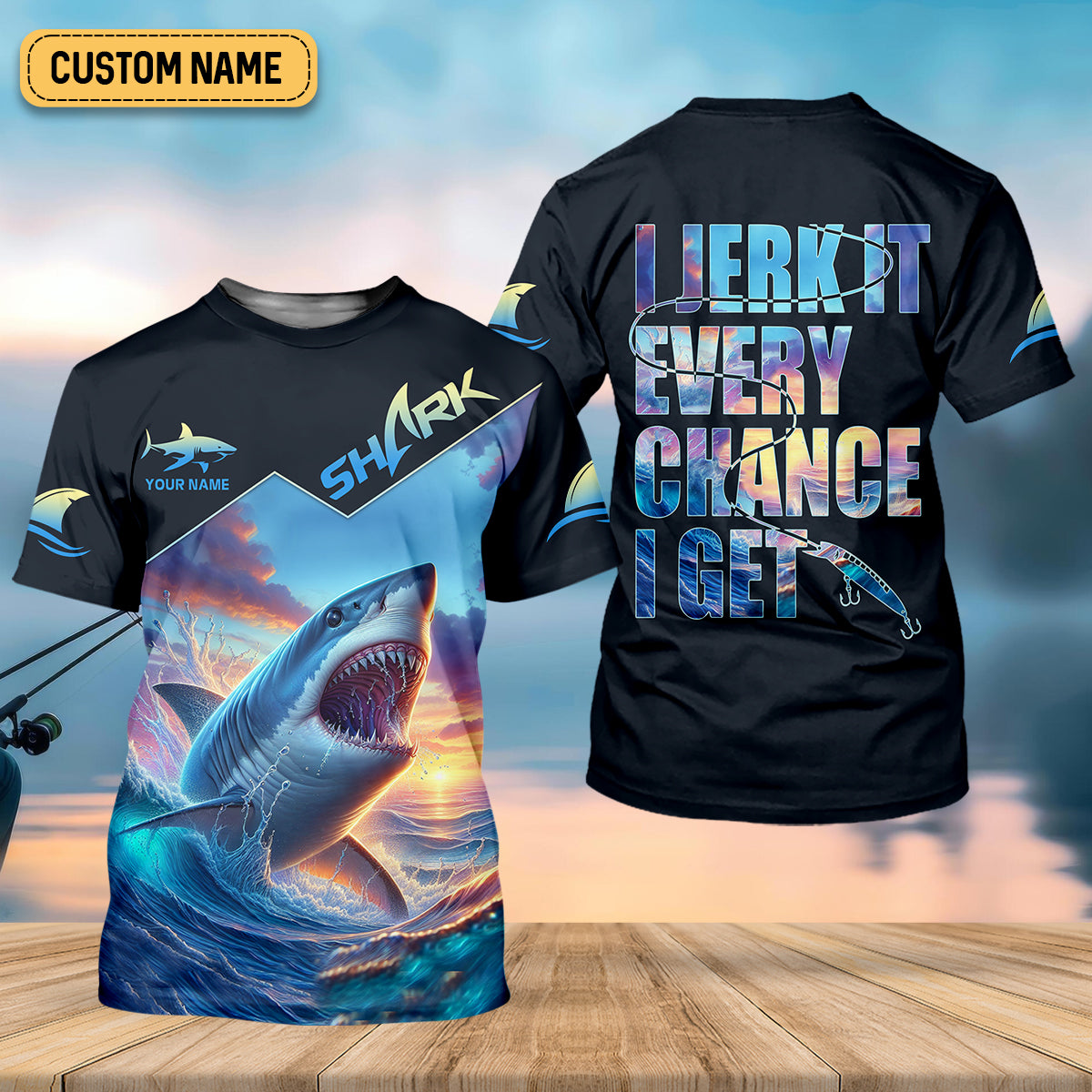 I Jerk It Every Chance I Get Shark Fishing SPF Shirt For Men, Funny Fishing Shirt, Fishing Gifts For Men