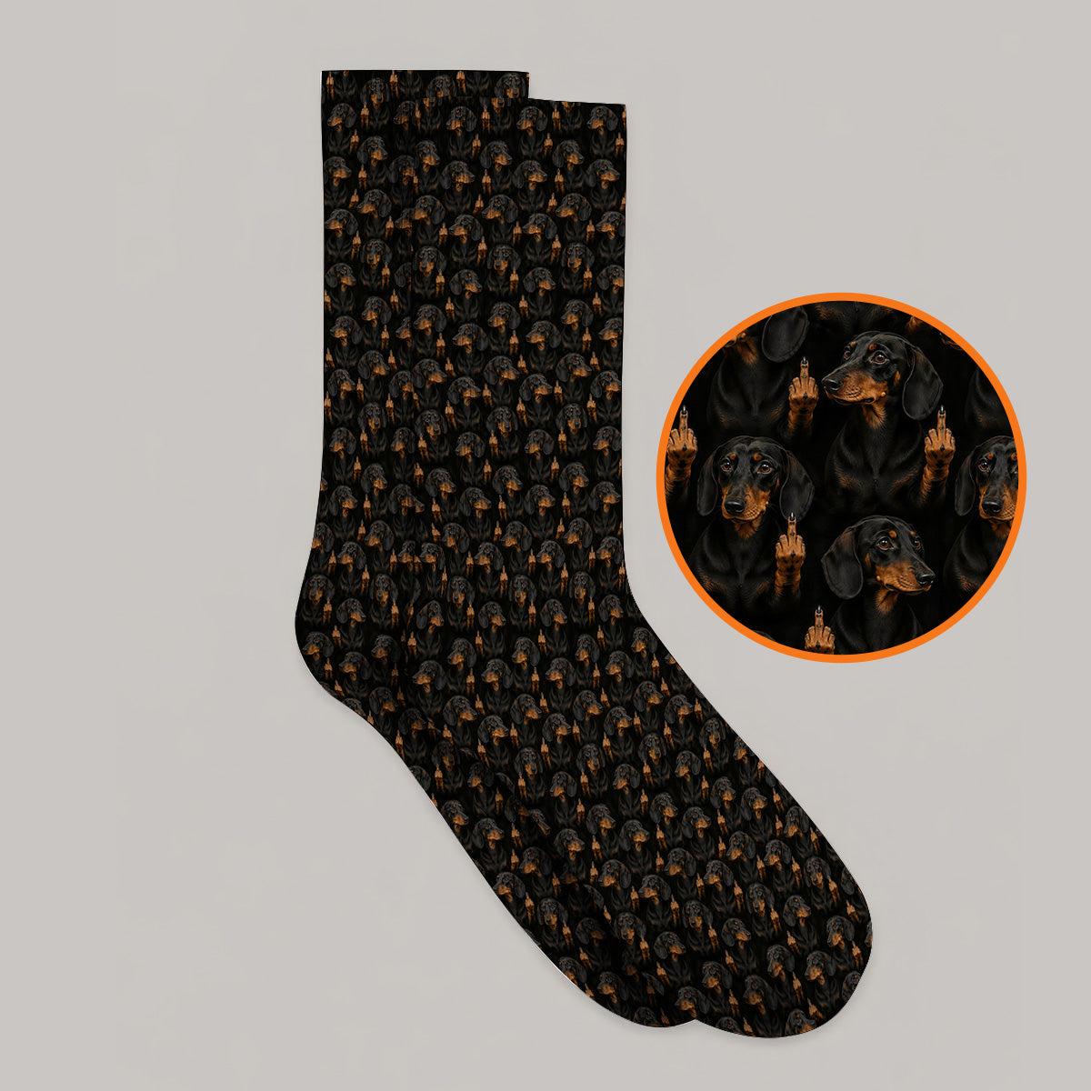 Funny Dachshund Golf Socks, Wiener Dog Pattern Golf Sock, Crazy Dog Dad Golf Apparel