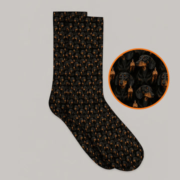 Funny Dachshund Golf Socks, Wiener Dog Pattern Golf Sock, Crazy Dog Dad Golf Apparel