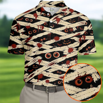 Mummy Horror Character Halloween Golf Polo Shirt, Golf Outfit For Men, Mens Golf Polo