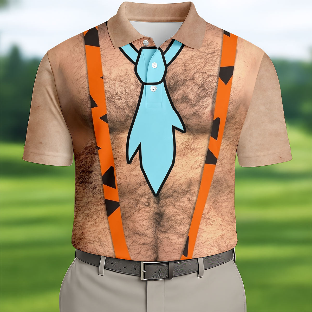 Funny Hairy Chest And Tie Halloween Costume Polo Shirt, Mens Golf Polo, Golf Apparel