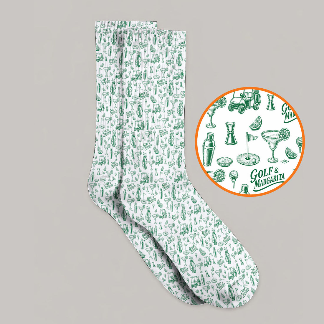 Golf & Margarita Pattern Golf Sock, Margarita Lover Golf Socks, Funny Golf Gift For Golfer